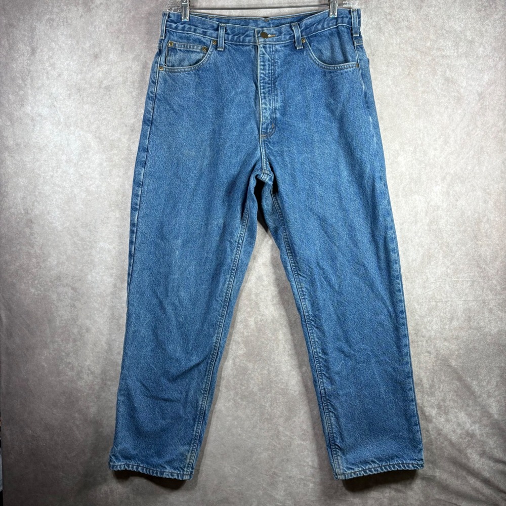 Carhartt Jeans Men Size 36x30 Blue B172 DST Relaxed Fit Flannel Lined Denim Work